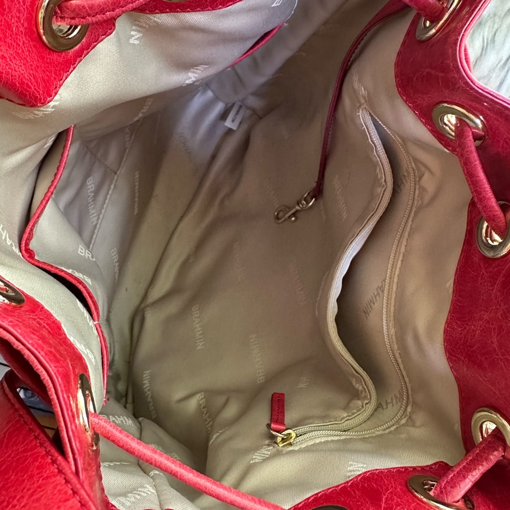 Brahmin Red Bucket Shoulder Bag - Picture 4 of 4